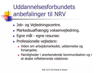 uddannelsesforbundets anbefalinger til nrv