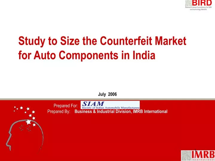 study to size the counterfeit market for auto components in india