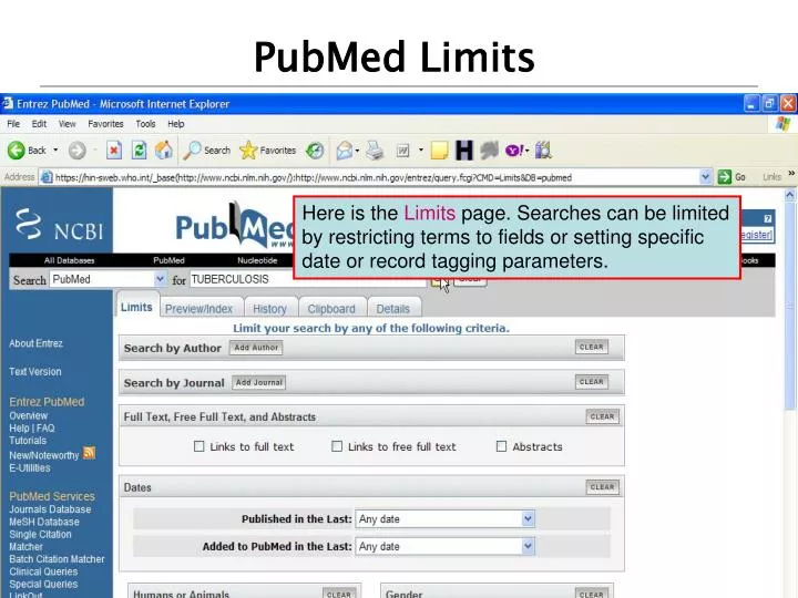 pubmed limits