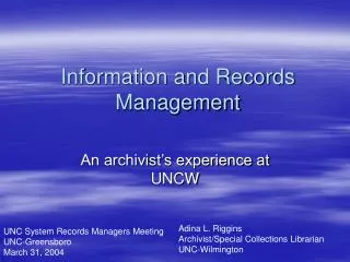 Information and Records Management