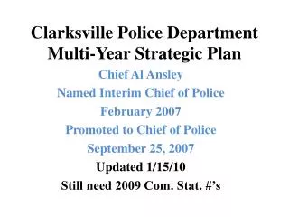 Clarksville Police Department Multi-Year Strategic Plan