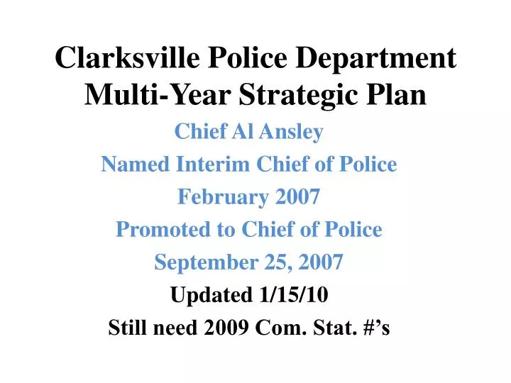 clarksville police department multi year strategic plan