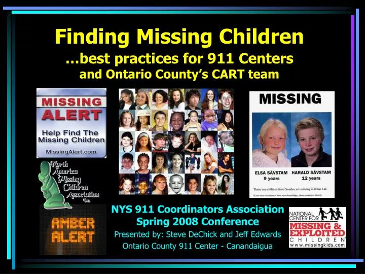 finding missing children best practices for 911 centers and ontario county s cart team