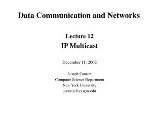 Data Communication and Networks