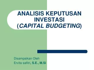 analisis keputusan investasi capital budgeting