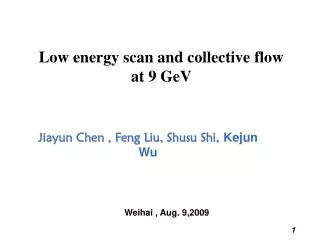 Low energy scan and collective flow at 9 GeV