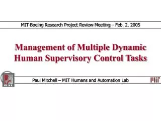 Management of Multiple Dynamic Human Supervisory Control Tasks