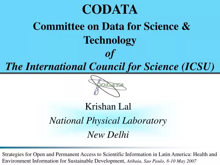 codata committee on data for science technology of the international council for science icsu