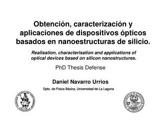 PhD Thesis Defense Daniel Navarro Urrios