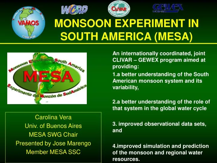 monsoon experiment in south america mesa