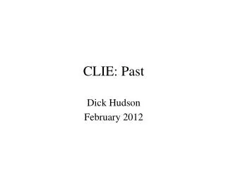 CLIE: Past