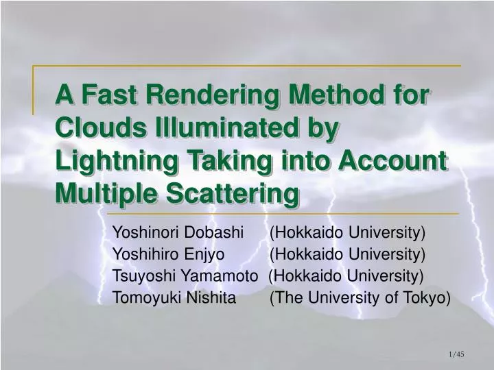 a fast rendering method for clouds illuminated by lightning taking into account multiple scattering