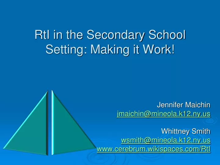 rti in the secondary school setting making it work