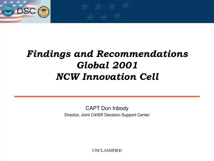 findings and recommendations global 2001 ncw innovation cell