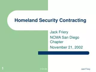 Homeland Security Contracting