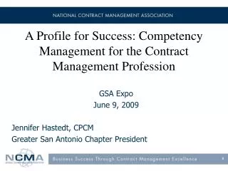A Profile for Success: Competency Management for the Contract Management Profession