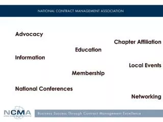 Advocacy Chapter Affiliation Education Information Local Events Membership National Conferences