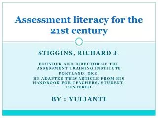 Assessment literacy for the 21st century