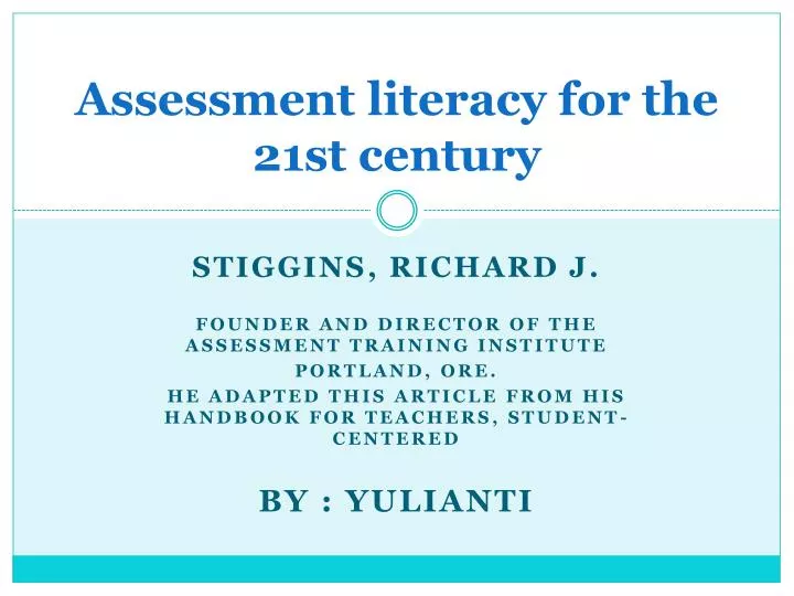 assessment literacy for the 21st century