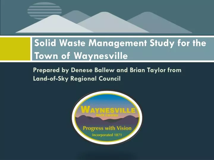 solid waste management study for the town of waynesville