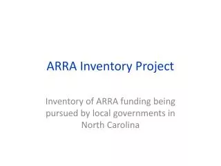 ARRA Inventory Project