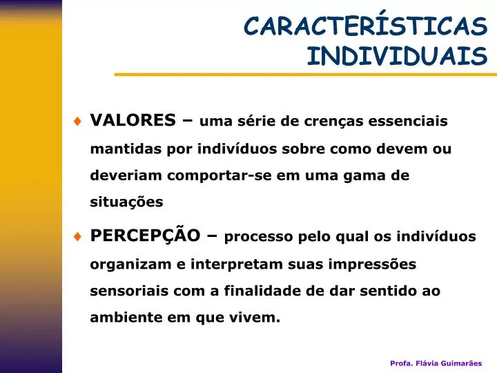 caracter sticas individuais