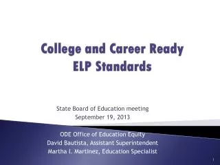 College and Career Ready ELP Standards