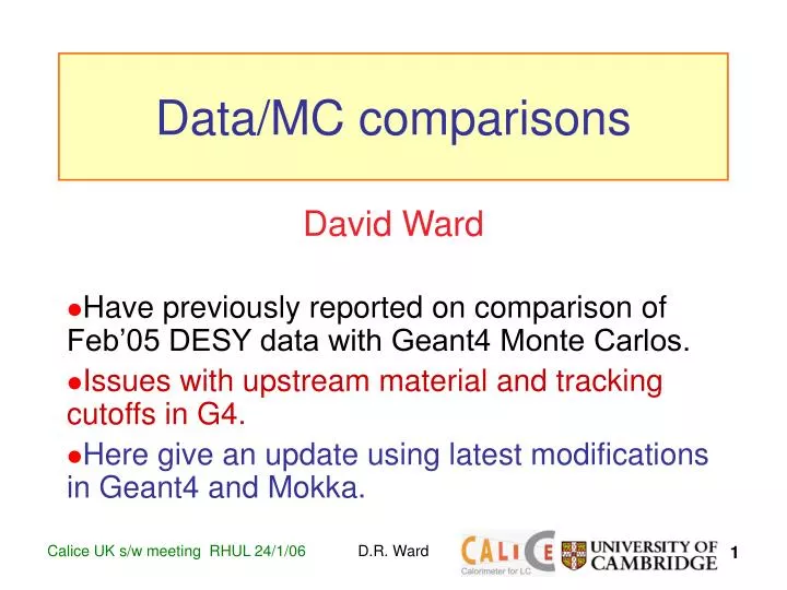 data mc comparisons