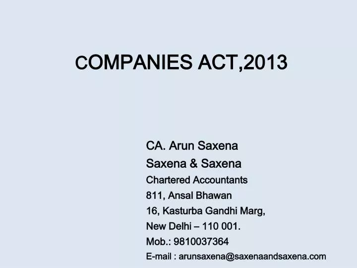 c ompanies act 2013