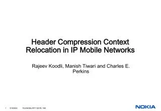 Header Compression Context Relocation in IP Mobile Networks