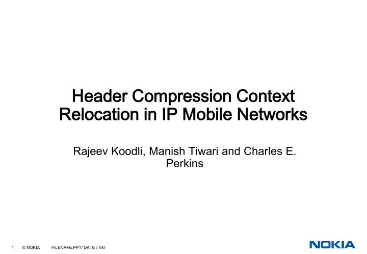 header compression context relocation in ip mobile networks