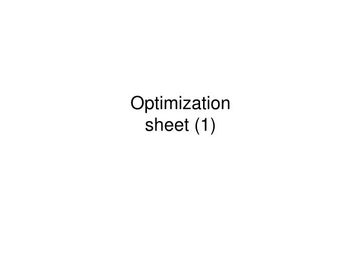 optimization sheet 1