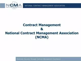 Contract Management &amp; National Contract Management Association (NCMA)