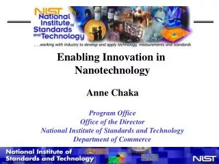 Enabling Innovation in Nanotechnology Anne Chaka Program Office Office of the Director