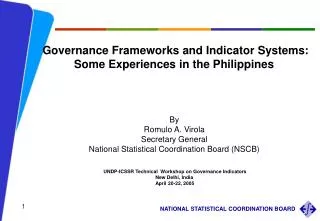 Governance Frameworks and Indicator Systems: Some Experiences in the Philippines