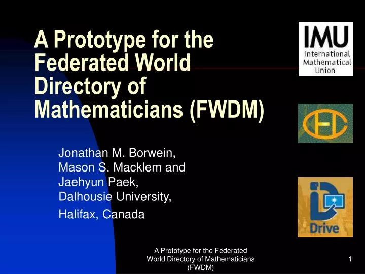 a prototype for the federated world directory of mathematicians fwdm