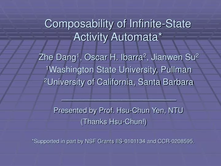 composability of infinite state activity automata