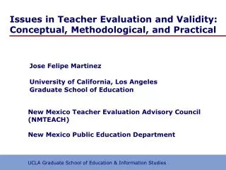 Issues in Teacher Evaluation and Validity: Conceptual, Methodological, and Practical