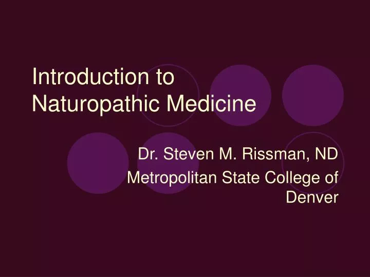 introduction to naturopathic medicine