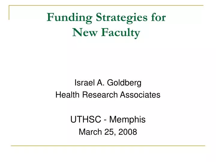funding strategies for new faculty