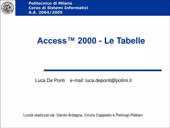 access 2000 le tabelle