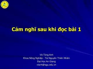 c m ngh sau khi c b i 1