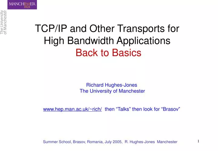 tcp ip and other transports for high bandwidth applications back to basics