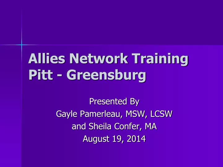 allies network training pitt greensburg