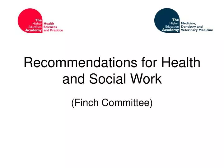 recommendations for health and social work