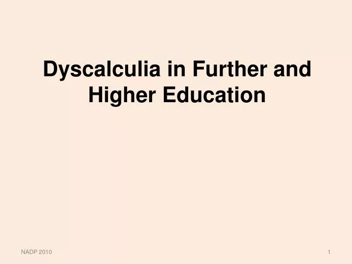 dyscalculia in further and higher education