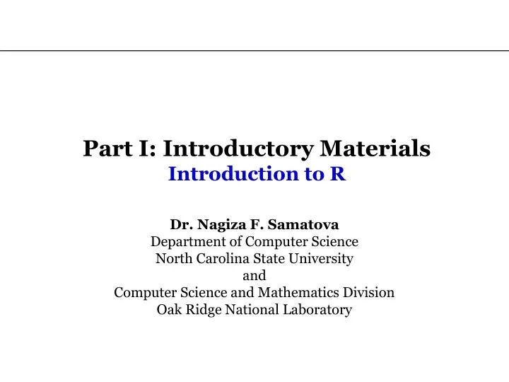 part i introductory materials introduction to r