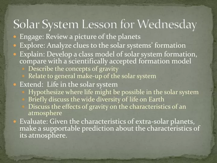 solar system lesson for wednesday