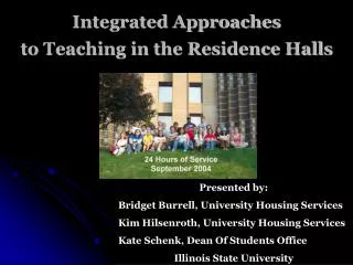 Integrated Approaches to Teaching in the Residence Halls
