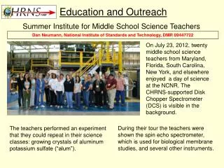Summer Institute for Middle School Science Teachers